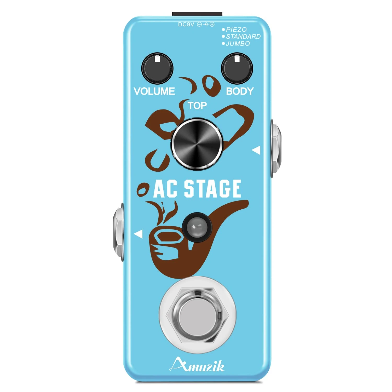 Amuzik AC Stage Analog Effect Pedal Simulator - 3 Modes for Electric Guitar - True Bypass