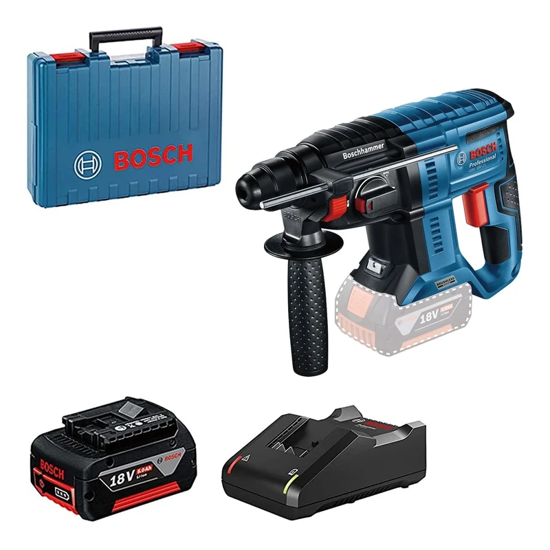 Bosch Professional 18V System Cordless Rotary Hammer GBH 18V-21 (incl. 1x GBA 5.0Ah Battery, Charger GAL 18V-40, Carrying Case) - Amazon Exclusive Set