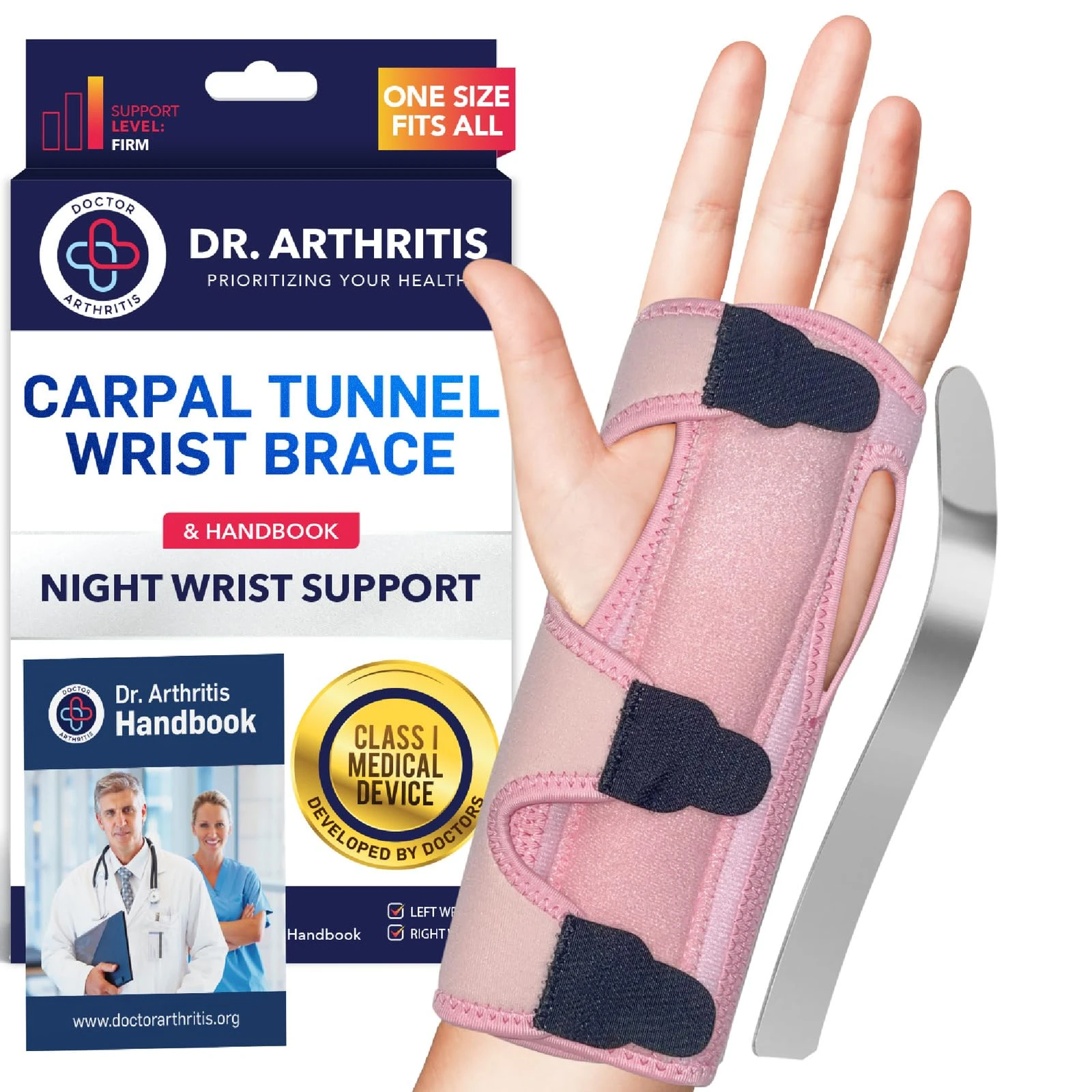 Dr. Arthritis Doctor Developed Premium Wrist Splint -(Single/Pink)