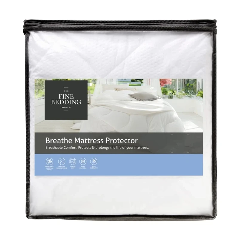 The Fine Bedding Company - Breathe Mattress Protector - Single - Cooling & Moisture Wicking - Mattress Topper - Machine Washable
