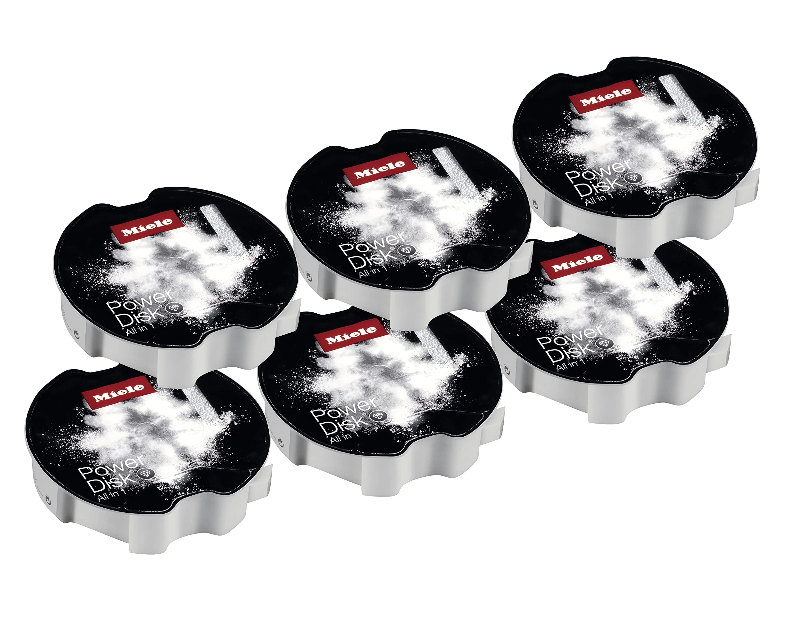 Miele Genuine Accessories - PowerDisk Set - Dishwasher Cleaner with AutoDos - Set of 6 (11841220), Powder