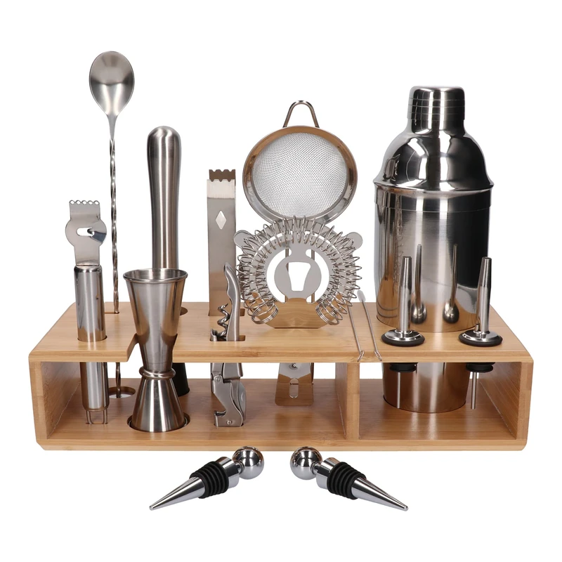 17 el bartender set with stand silver shaker Cobbler