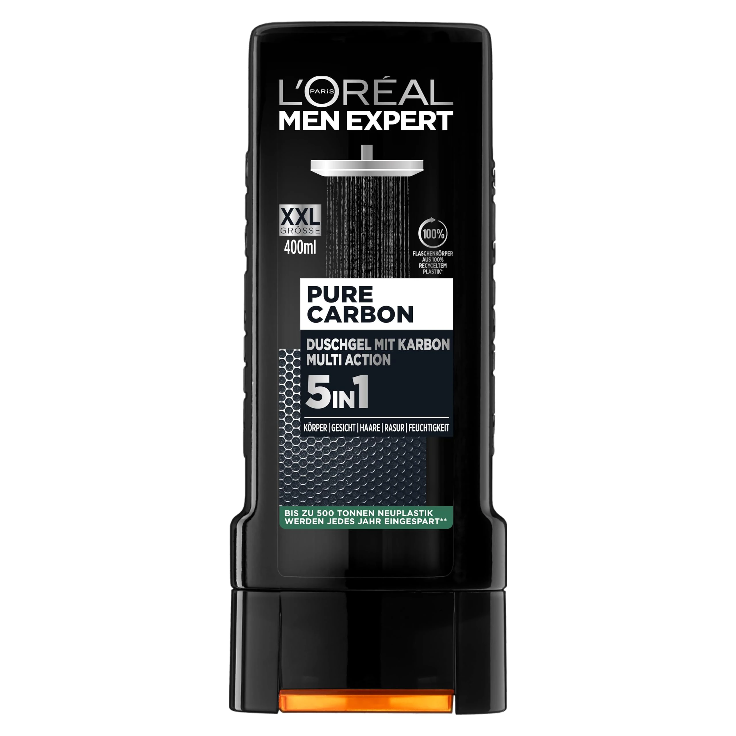 L'Oréal Paris Men Expert Carbon Clean Shower Gel, Cleans Sensitive Men's Skin (Face, Body & Hair) Moisturises Masculine Spicy Fragrance (1 x 400 ml)