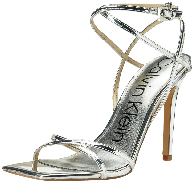 Calvin Klein Women's Tegin Heeled Sandal, Silver 040, 5.5 UK