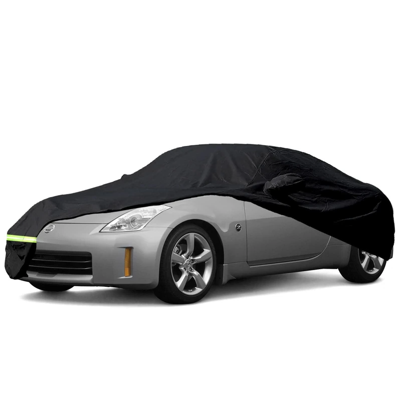 Yixin Waterproof Car Covers for 2003-2009 Nissan 350Z Car Covers 190T Covers Customer Fit 100% Waterproof Windproof Strap & Double Door Zipper Up to 173'' L (Black)