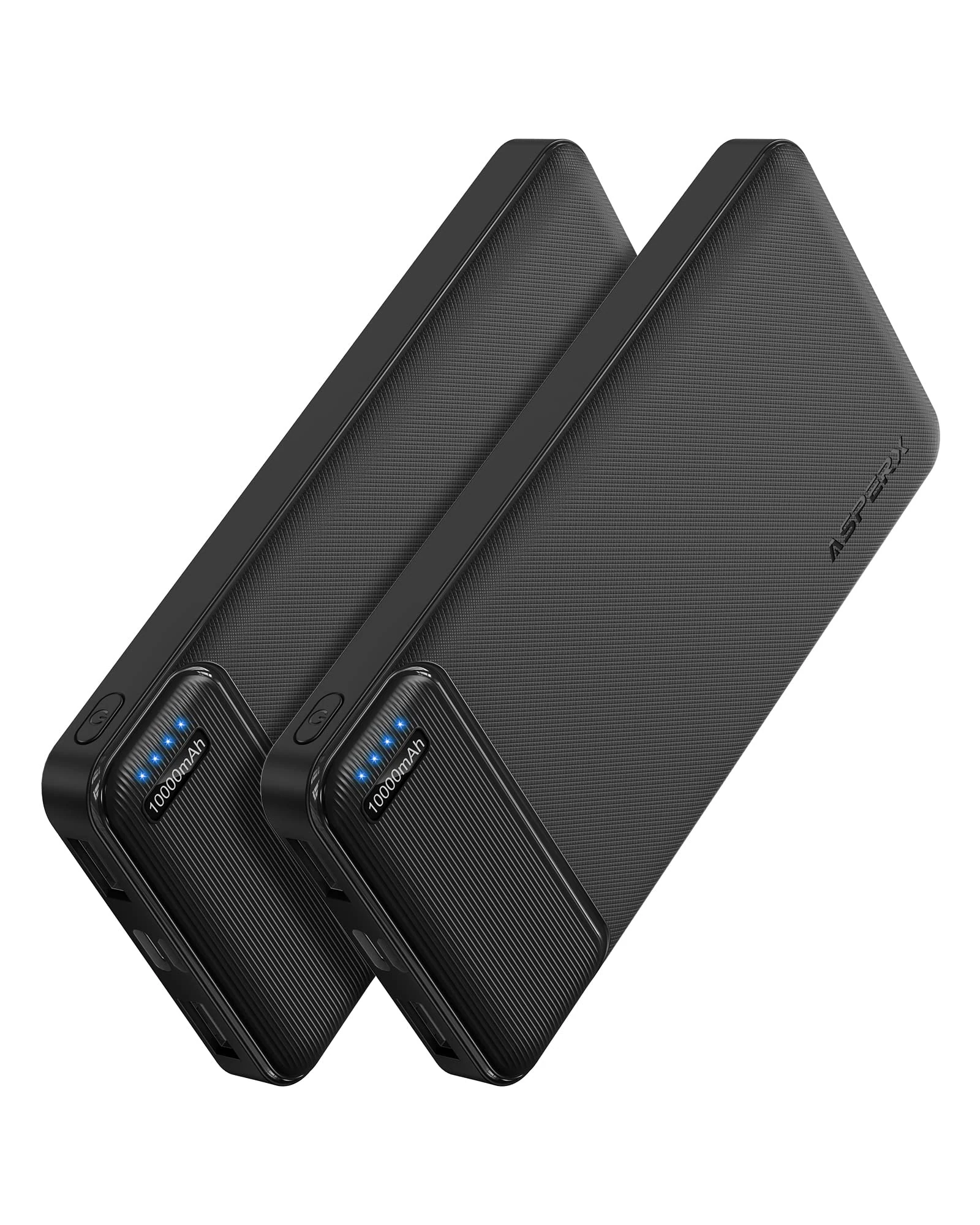 AsperX 2-Pack Power Bank Portable Charger Fast Charging 10000mAh, PowerBank USB C Input and Output, Battery Pack Compatible with iPhone, Samsung, Huawei, iPad, Tablets and More