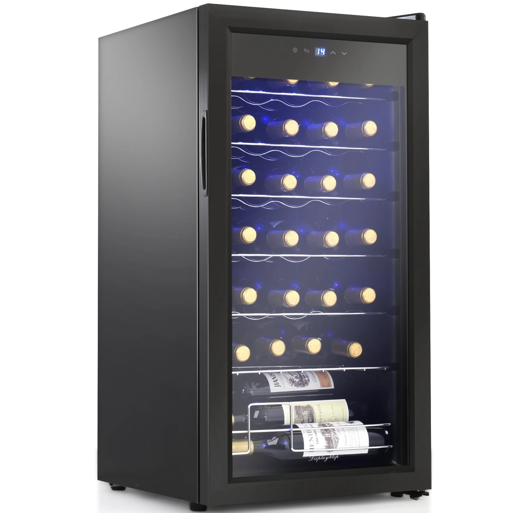 Display4top 28 Bottles Wine Fridge, Wine Cooler,Wine refrigerator,Digital Touch Screen Controls,black