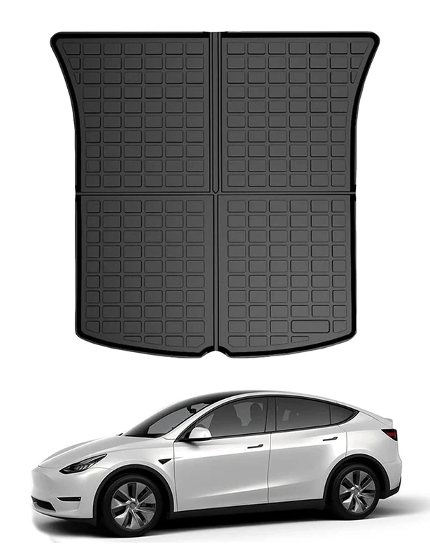 All Weather Rear Cargo Liners Trunk Tray Mats Protector Custom Compatible with 2020-2023 Tesla Model Y, 3D Waterproof Durable Odorless Flexible Black TPO Accessories