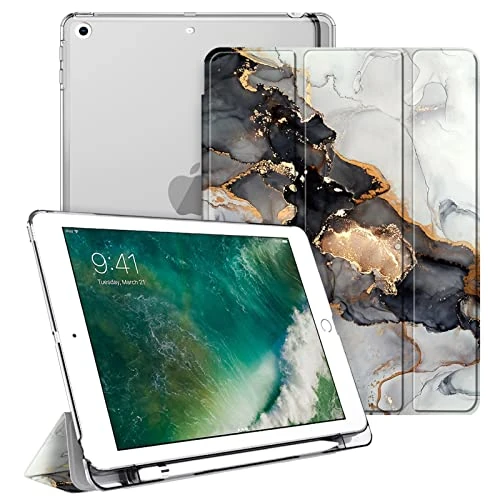 FINTIE Case Compatible with iPad 6th Generation (2018) / iPad 5th Generation (2017) 9.7 inch, Slim Cover with Frosted Back w/Pencil Holder, Support Auto Wake/Sleep, Cloudy Marble