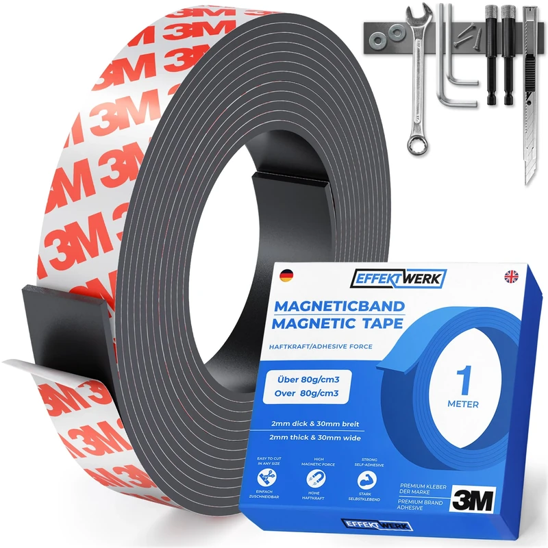 EFFEKTWERK Magnetic Tape Roll 1m x 30mm - Extra Thick Self Adhesive