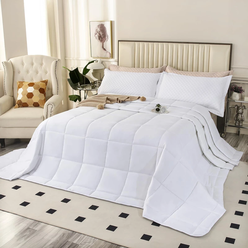 SOULOOOE Oversized King Plus Comforter, 128x120 Extra Large King Size Quilts 3 Pieces, Lightweight Reversible All Season Down Alternative Duvet Insert Comforter with 8 Corner Tabs -White - Image 1