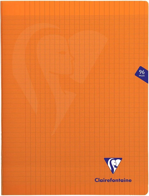 Clairefontaine 383361C - One Set of 10 Mimesys Orange Notebooks - Dimensions: 24 cm x 32 cm - 96 Seyes Ruled Pages - White Vellum Paper 90 g - Polypro Cover