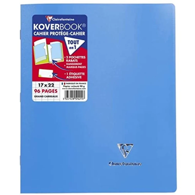 Clairefontaine 951416C A Set of 10 Yellow Koverbook Stapled Notebooks - 17x22 cm - 96 Seyes Ruled Pages - White Paper 90 g - Opaque Recycled Polypro Cover