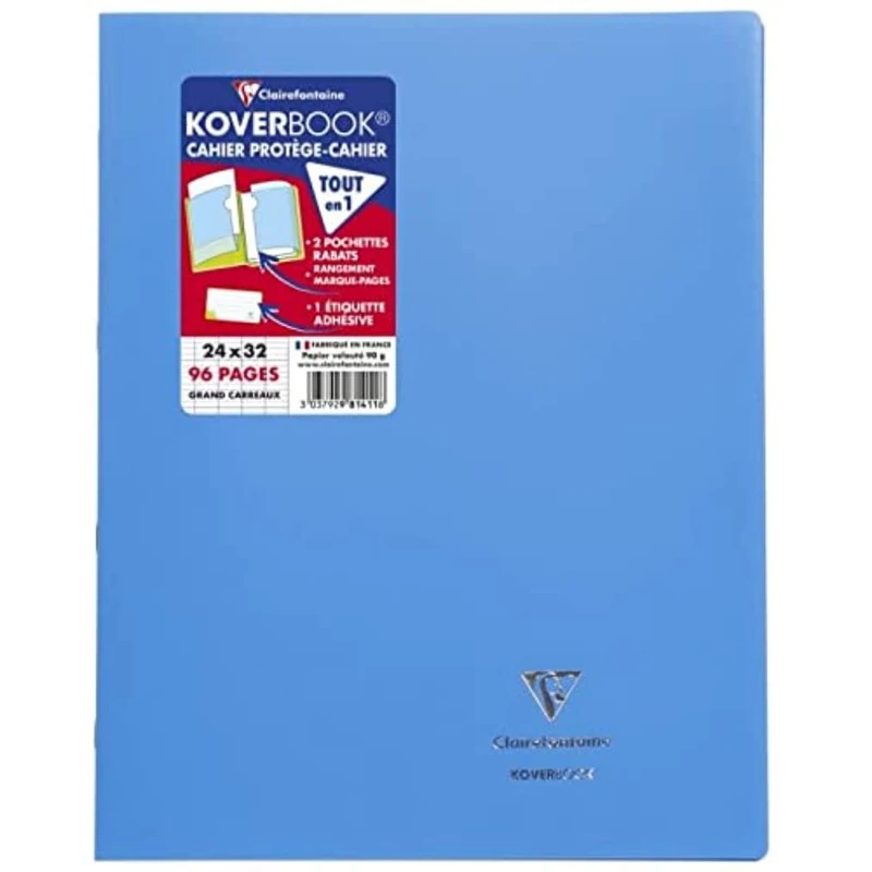 Clairefontaine 981416C A Set of 10 Yellow Koverbook Stapled Notebooks - 24x32 cm - 96 Seyes Ruled Pages - White Paper 90 g - Opaque Recycled Polypro Cover