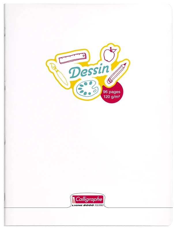 Calligraphe 18155C A Set of 5 Clear Stapled Drawing Books (a Clairefontaine Brand) - 24x32 cm - 96 Plain White Pages - 120 g Paper - Transparent Polypro Cover