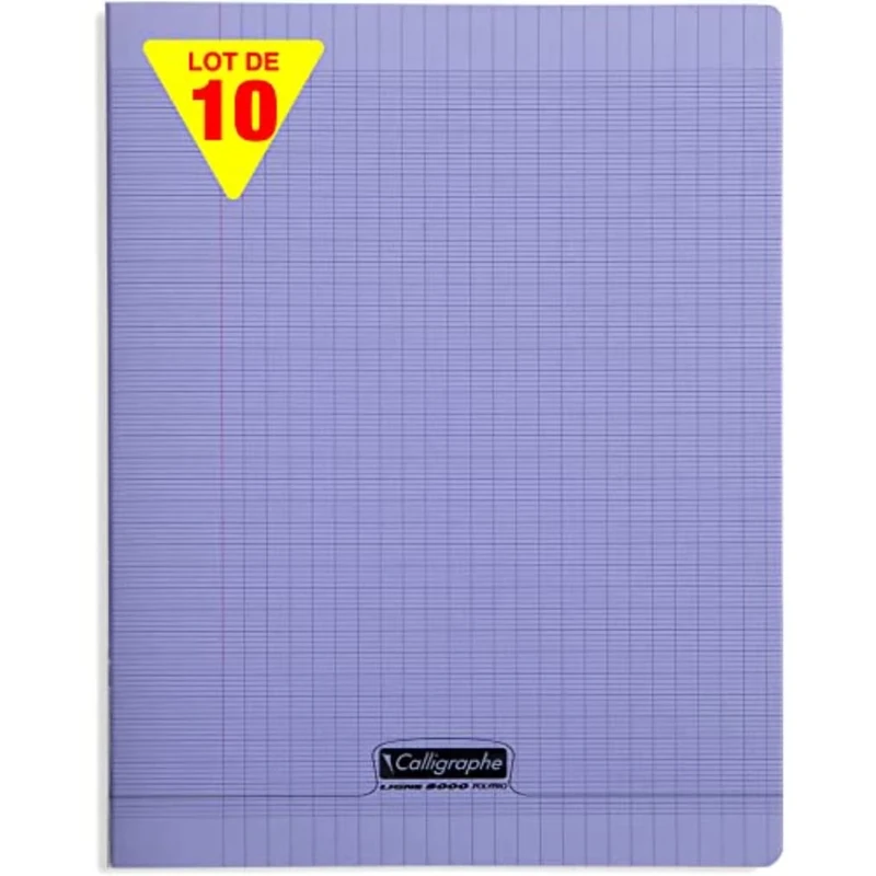 Calligraphe 18197C A Set of 10 Purple Stapled Notebooks (Clairefontaine) - 24x32 cm - 96 Seyes TriColoure Pages - White Paper 90 g - Transparent Polypro Cover