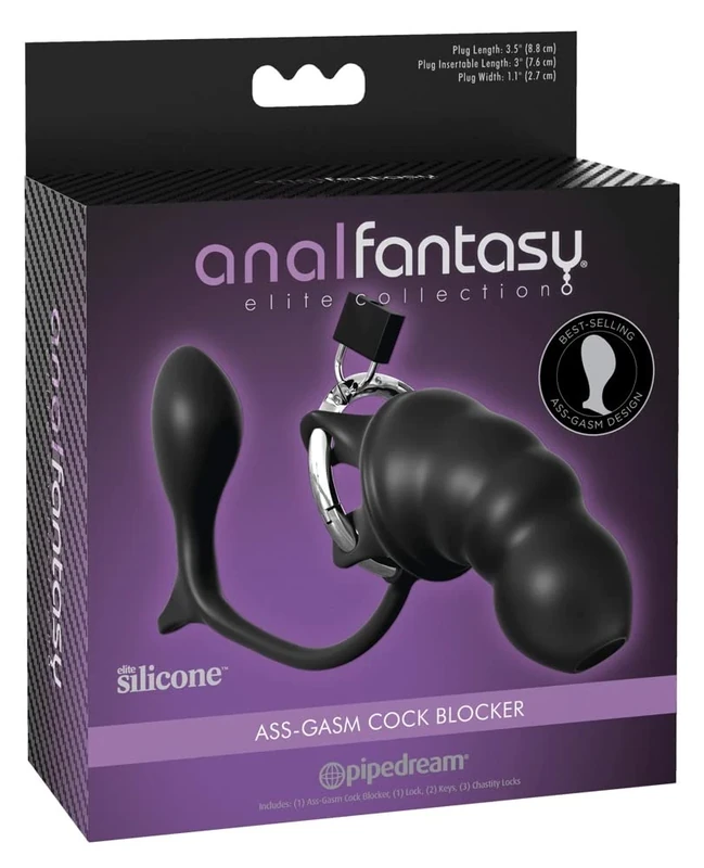 Anal Fantasy Elite Ass-GASM Chastity Cage with Anal Plug Schwarz One Size