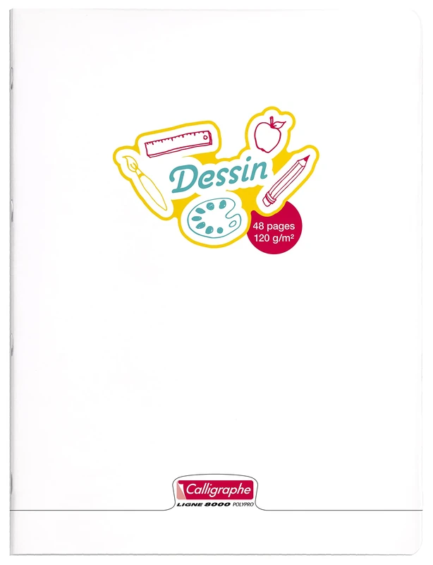 Calligraphe 18154C A Set of 10 Stapled Drawing Notebooks (a Clairefontaine Brand) - 24x32 cm - 48 Plain White Pages - 120 g Paper - Transparent Polypro Cover