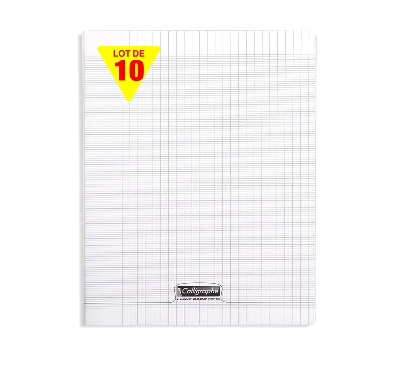 Calligraphe 18199C A Set of 10 Clear Stapled Notebooks (Clairefontaine) - 24x32 cm - 96 Seyes TriColoure Pages - 90 g White Paper - Transparent Polypro Cover