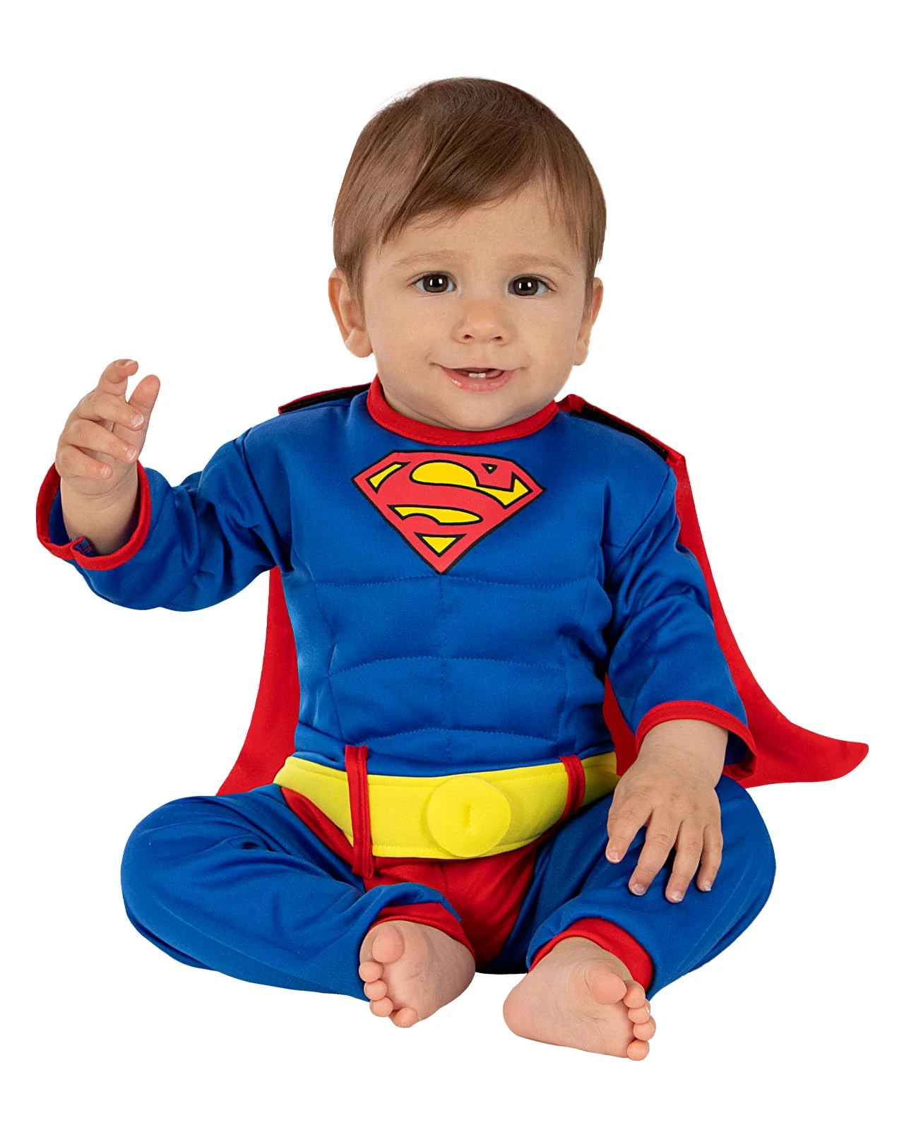 Funidelia | Superman Costume for Babies for baby Superheroes, DC Comics, Justice League - Costume for kids, fancy dress & props for Halloween, carnival & parties - Size 6-12 months