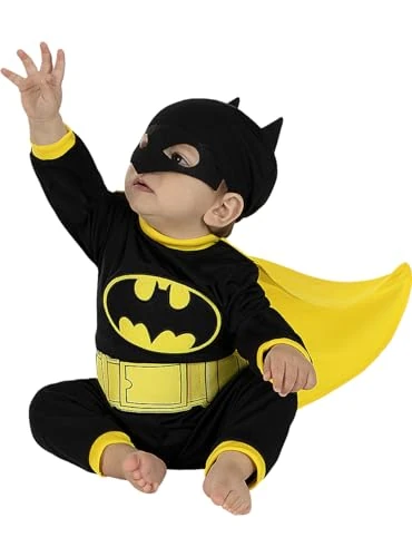 Funidelia | Batman Costume for Babies for baby The Dark Knight, Superheroes, DC Comics - Costume for kids, accessory fancy dress & props for Halloween, carnival & parties - Black