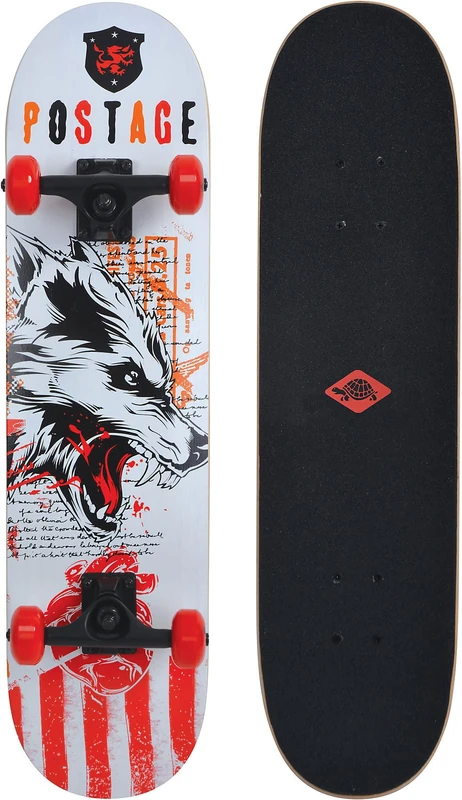 Schildkröt Skateboard Grinder 31'', Premium Board, Concave Deck with Double Kick and Grip, ABEC9 Ball Bearing, Design: Wolf, 510682