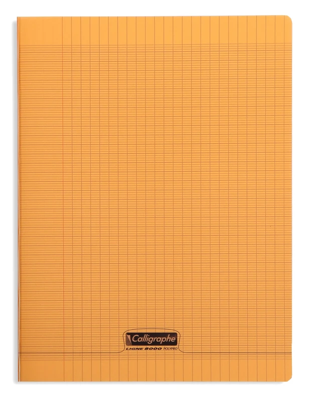 Calligrapher 18198C A Set of 10 Orange Stapled Notebooks (Clairefontaine) - 24x32 cm - 96 Seyes TriColoure Pages - 90 g White Paper - Transparent Polypro Cover