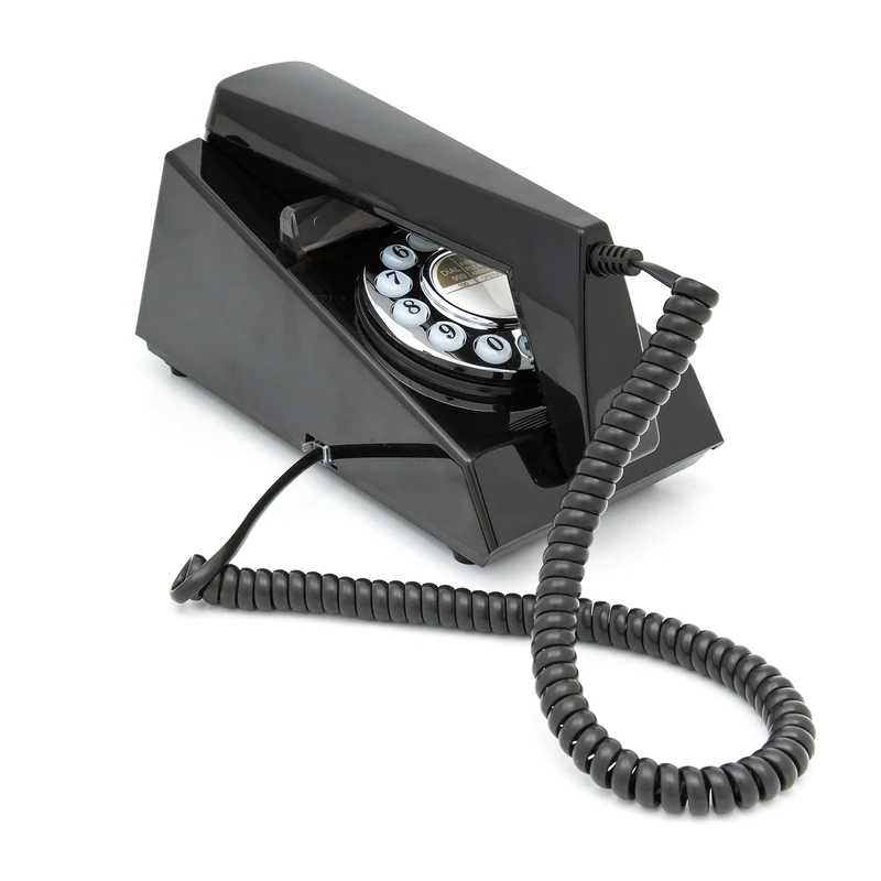 GPO Trim Phone, Push Button Retro Landline Corded Telephone, Authentic Bell Ring for Home, Hotels-(Black)