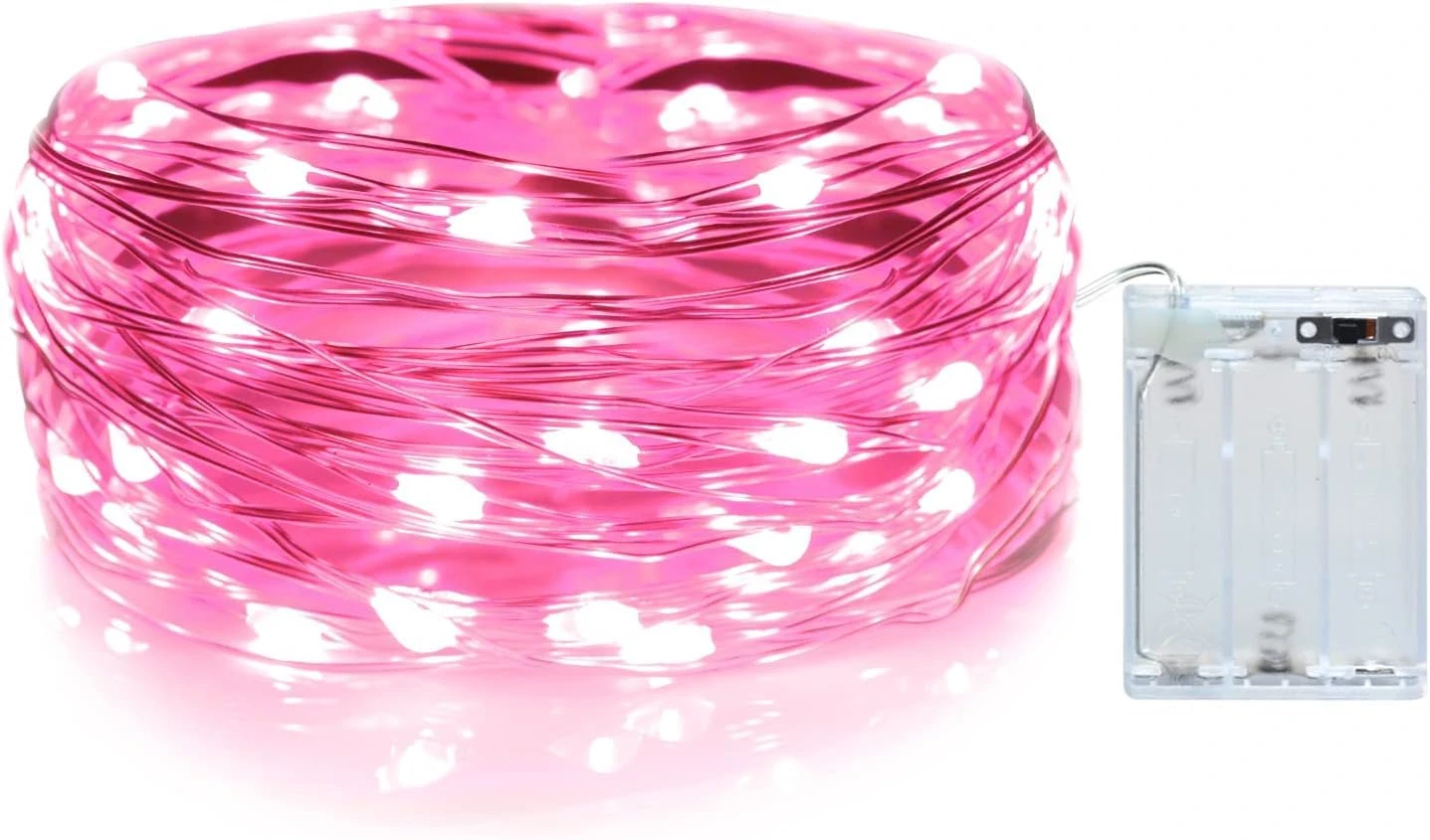 cshare Pink Fairy Lights for Bedroom, String Lights Battery Operated 9.8ft/3m 30LEDs IP65 Waterproof Indoor Fairy Lights Waterproof Lights for Christmas Tree,Valentines, Garden (Pink)