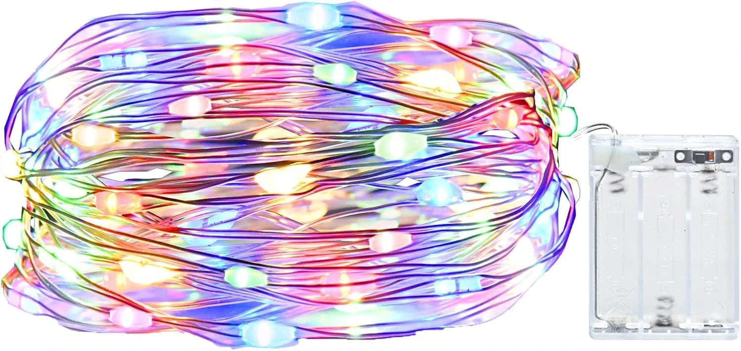 cshare Led Lights for Bedroom, Fairy String Lights 9.8Ft/3m 30LEDs Muticolor Battery Silver Copper Wire Firefly Lights DIY Decoration for Christmas, Wall, Wedding,Tree,Valentines Gifts for her.