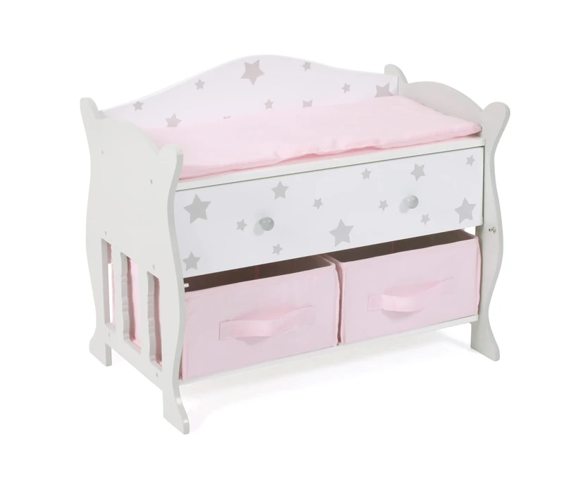 Bayer Chic 2000 506 95 Doll's Changing Table with 3 Storage Compartments, 3 Years to 8 Years, Stars Grey