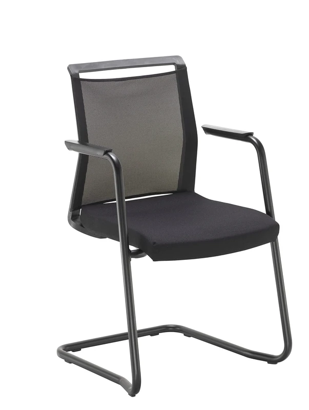 Office Hippo Mesh Back Cantilever Desk Chair With Integral Arms, Suitable for Home Office, Office, Meeting Rooms, Boardroom and Classrooms, Black, 57.5 x 59 x 91 cm
