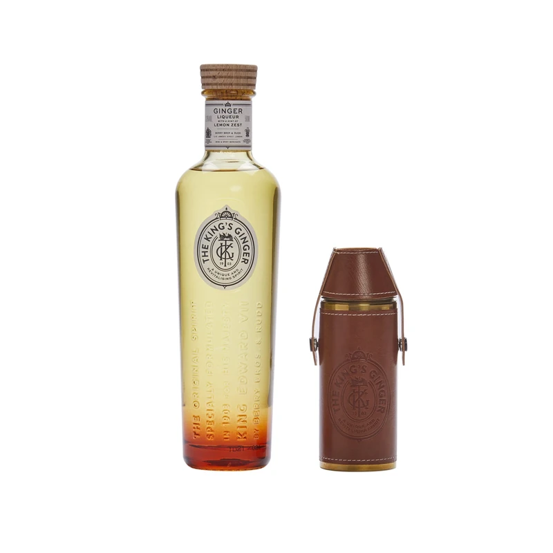 Berry Bros. & Rudd The King's Ginger Liqueur with Hunting Flask, 50cl 29.9% ABV Liqueur, made with ginger and a twist of lemon, award-winning liqueur and cocktail mixer, Royal Warrant Liqueur