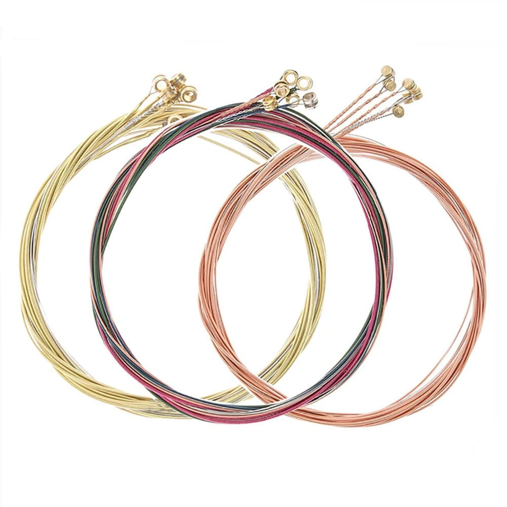 Alnicov 3 Full Sets of 6 Acoustic Guitar Strings Replacement Steel String with Nickel-plated Bead Head for Acoustic Guitar (1 Brass Set,1 Copper Set and 1 Multicolor Set)