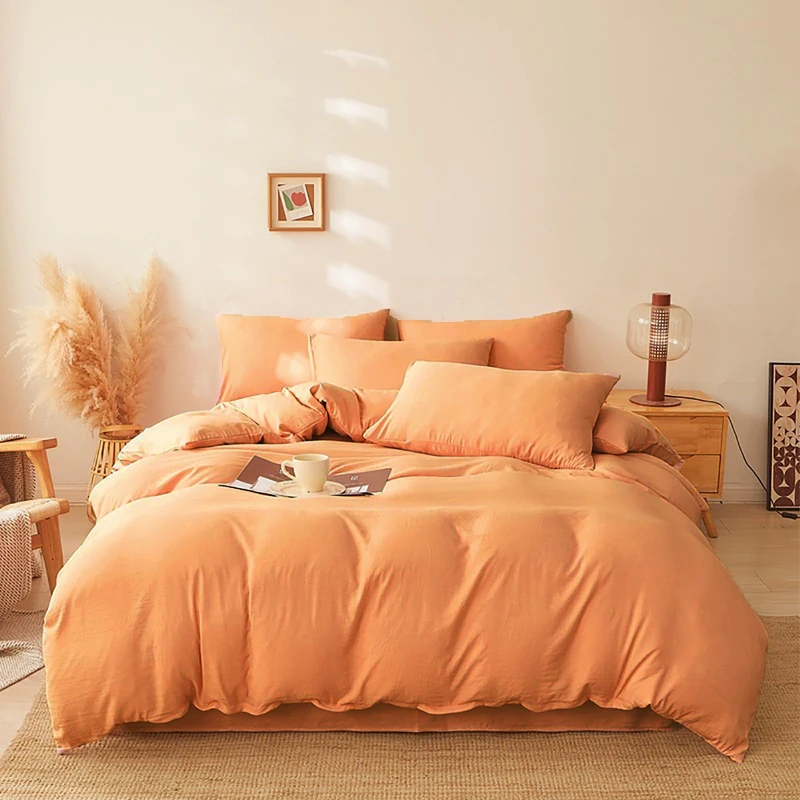 Luxlovery Peach Comforter Set King 3 Piece Modern Solid Color Soft Breathable Blanket Quilts Orange Pink Bedding Set