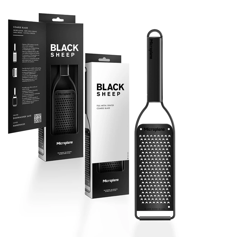 Microplane Kitchen Grater Coarse with a Stainless-Steel Blade - Made in USA for Cheese, Carrot, Ginger, Coconut & Horseradish from The Black Sheep Series