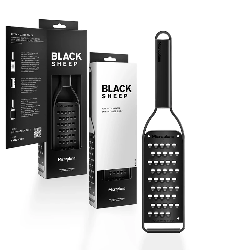 Microplane Kitchen Grater Extra Coarse with a Stainless-Steel Blade - Made in USA, for Cheese, Potato, Zucchini, Carrot, Apple & Cabbage from The Black Sheep Series