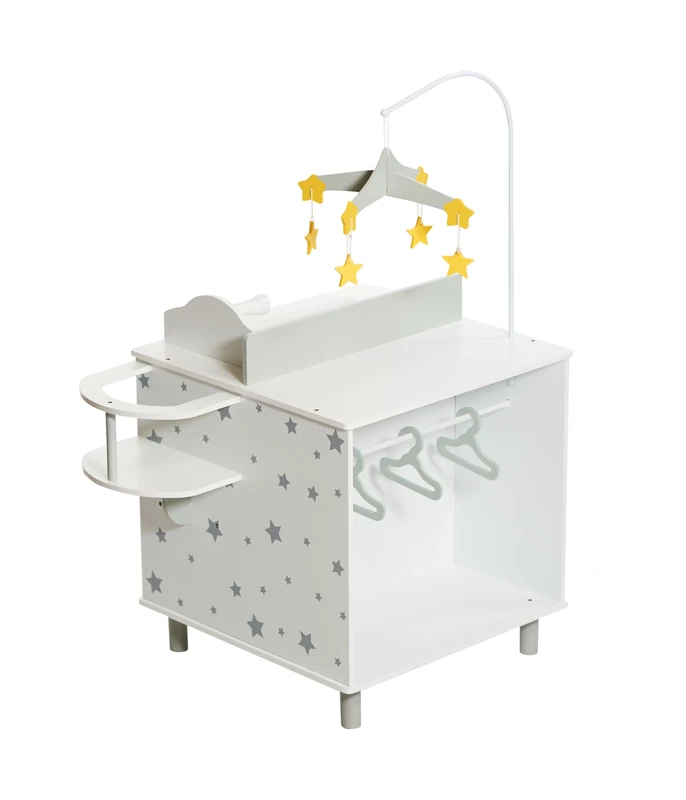 Bayer Chic 2000 525 95 Doll's Changing Station, Multifunctional Doll Changing Table, Stars Grey, Small