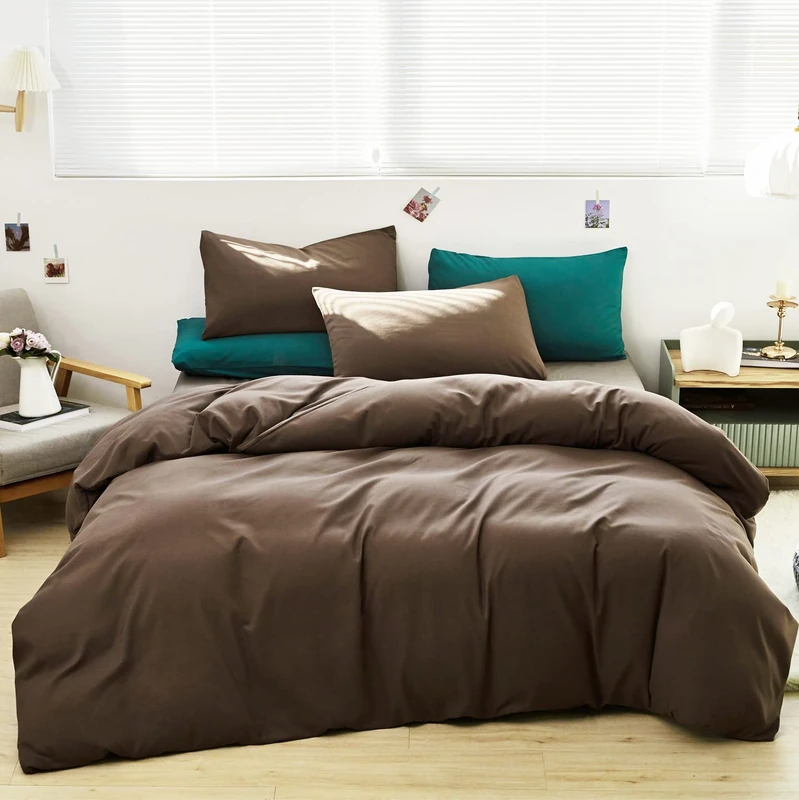 Cottonight Brown Comforter Set King Chestnut Brown Bedding Comforter Set Modern Chocolate Brown Blanket Quilts Modern Dark Brown Bedding Comforter Set for Women Men King Bed