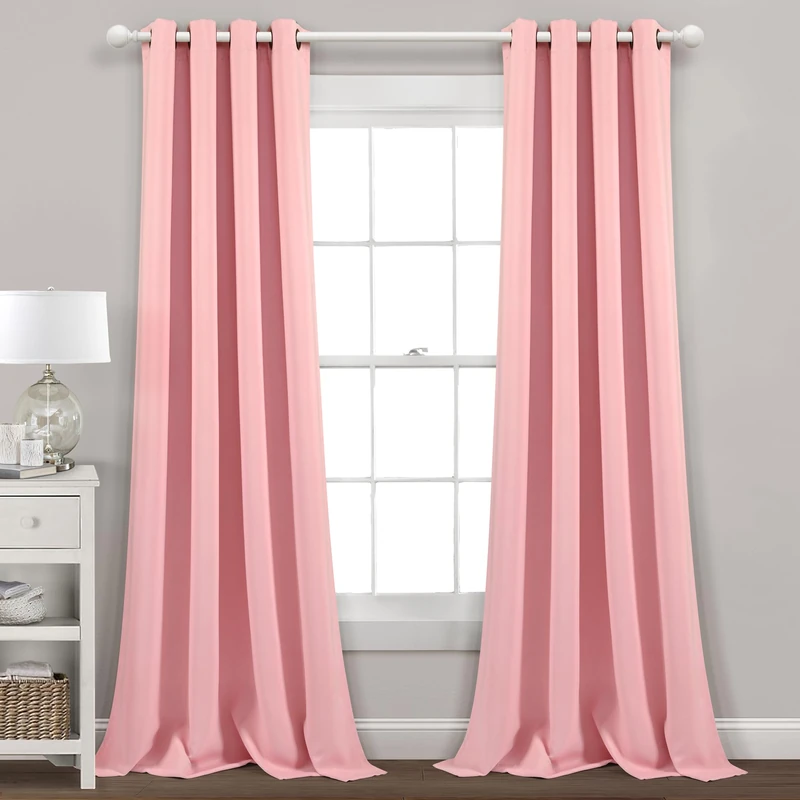 Lush Decor Insulated Grommet Blackout Window Curtain Panel Pair, 84" Long x 52" Wide, Fairytale Pink