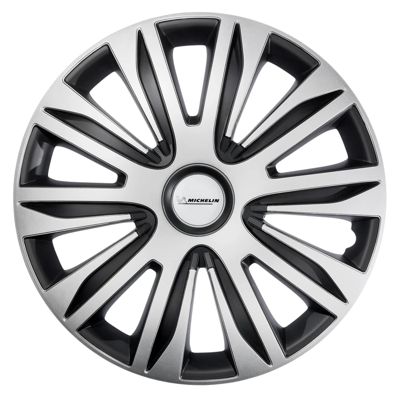 MICHELIN Alice Hub Caps 16 Inch Universal Wheel Trims Set of 4 for Car ABS Plastic Black/Silver/Black