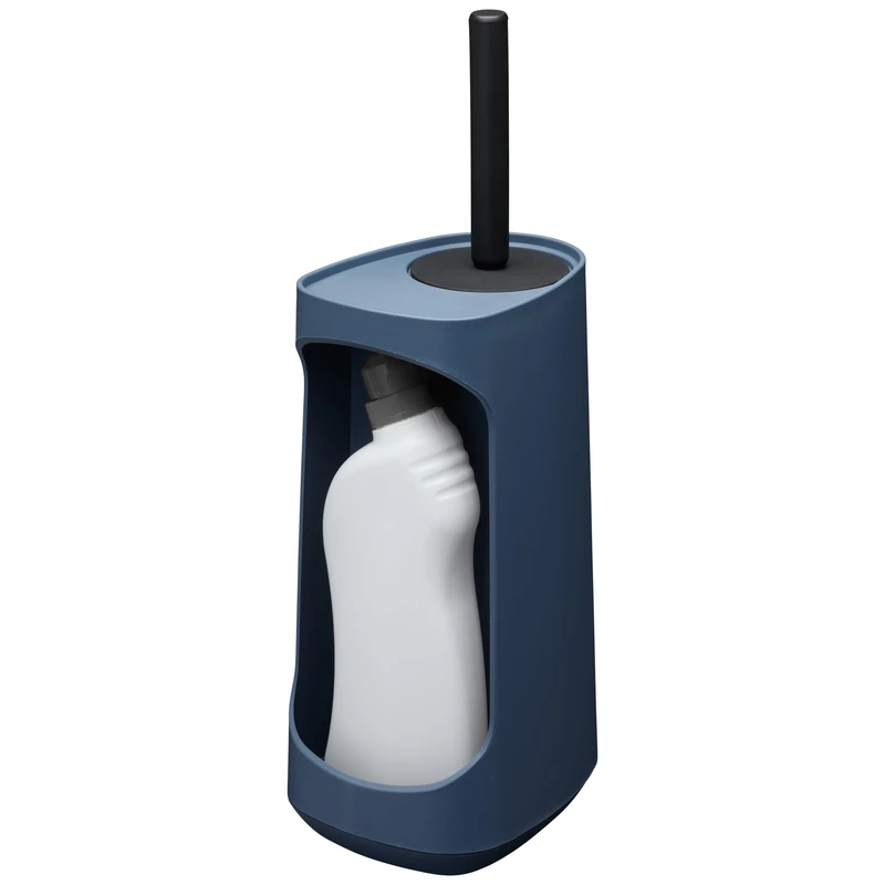 Tiger Tess, Toilet brush holder with storage capacity, freestanding and Swoop® brush flexible, Blue/Black, 187x145x454mm