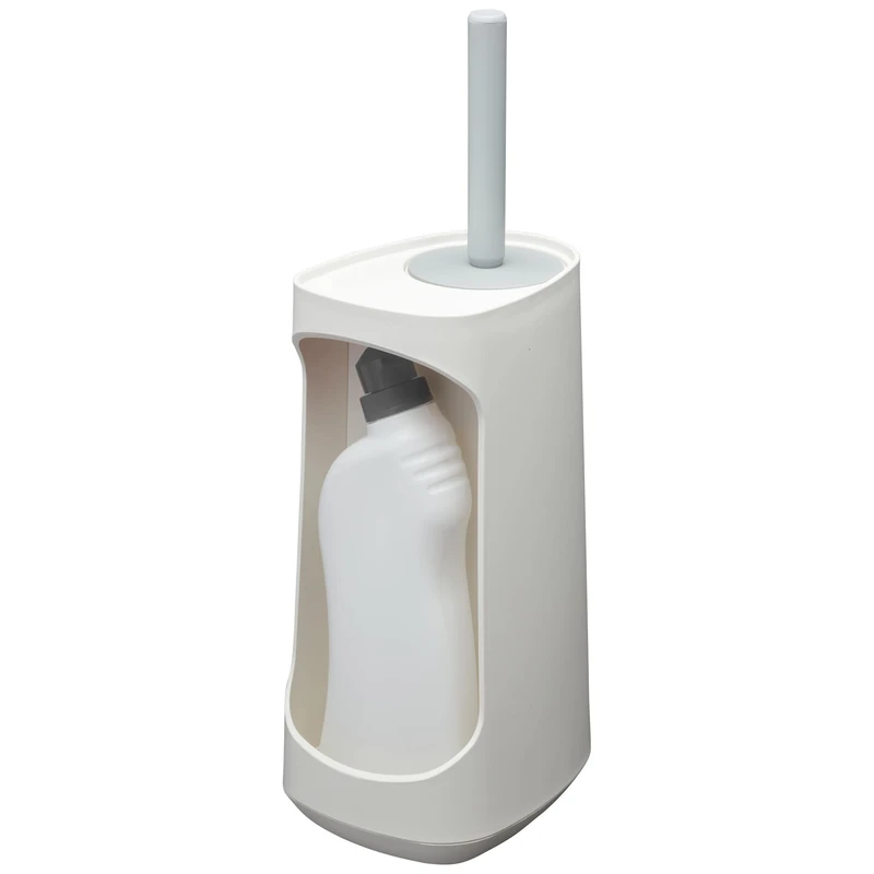 Tiger Tess, Toilet brush holder with storage capacity, freestanding and Swoop® brush flexible, White/Light grey, 187x145x454mm