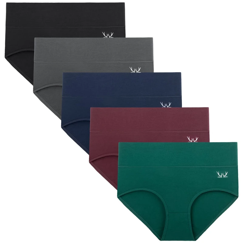 TANSTC Women’s Knickers – High Waist Cotton Underwear for Women, Soft Ladies Briefs with Tummy Support – Knickers for Women Multipack of 5