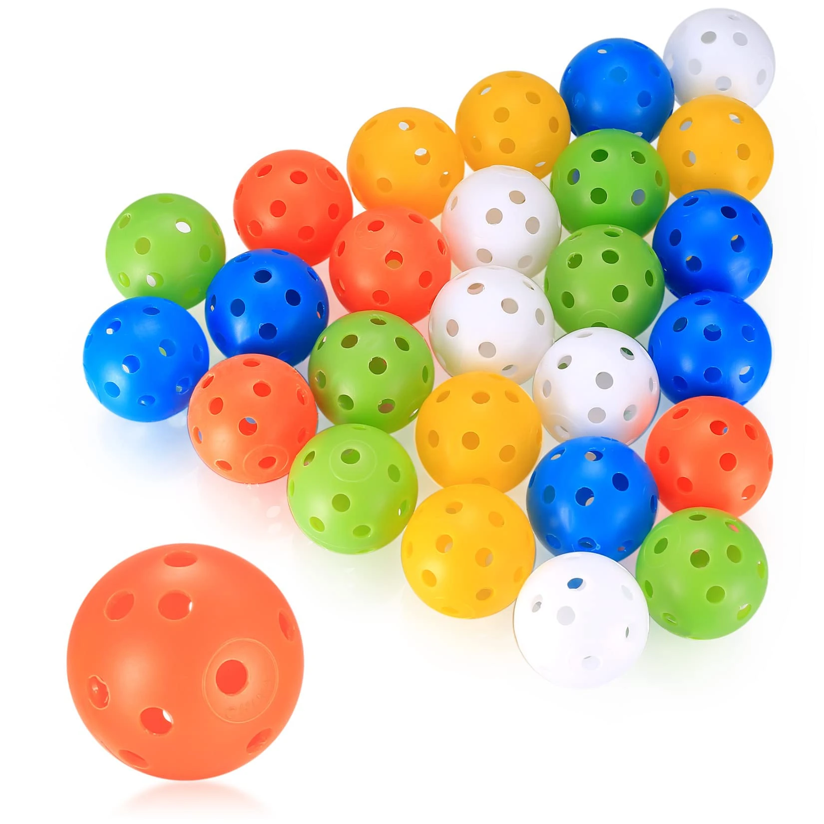 Xiaomoyu 28 Pcs Golf Practice Balls, Air Flow Hollow Practice Golf Balls, 40mm Plastic Golf Exercise Balls for Swing Practice Driving Range Home Outdoor Games Adults