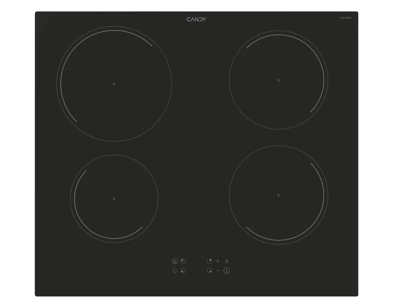 Candy CITT642C/E1 Induction Hob, 4 Burners, Ceramic Hob, Built-in, Power Management, Touch, Grill, Child Safety Lock 59 x 55 x 52 cm, Black
