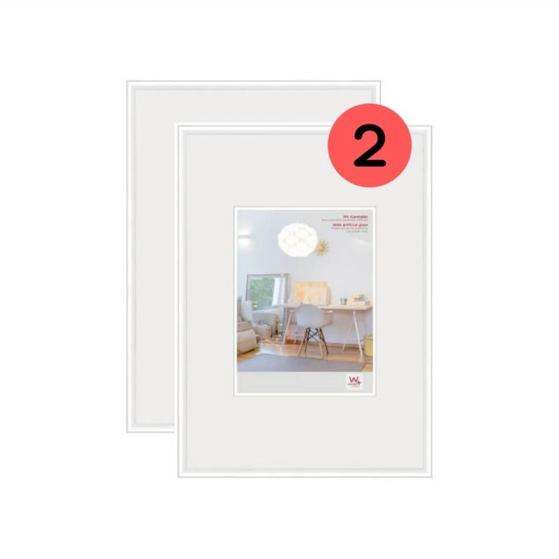 walther Design Picture Frame White 40 x 60 cm with Art Glass Double Pack, New Lifestyle Plastic Frame KVX460WD