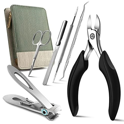 BEZOX Nail Clippers Set for Thick Nail, Toenail Clippers Fingernail Clippers & Toe Nail Clippers for Adults, Men and Women (6 Pcs)