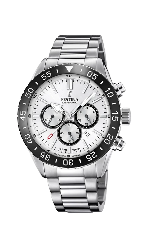 Festina Chronograph Ceramic, Silver, 44 (EU), Bracelet