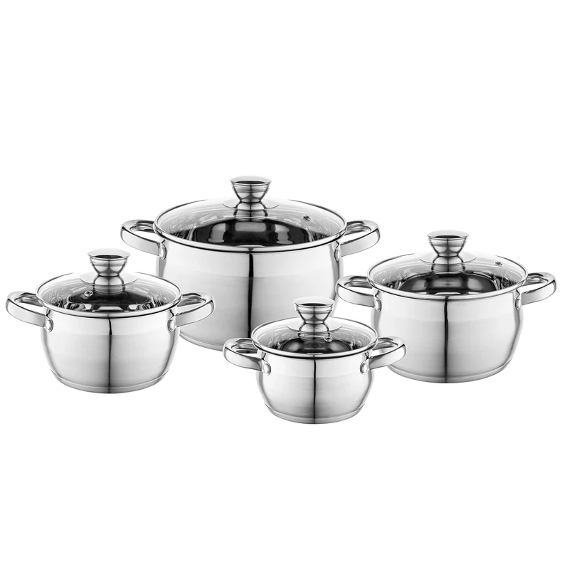 FLORINA Oliver Cookware Set | 4 Piece Set | 18/0 Stainless Steel | Tempered Glass Lids | Induction, Gas, Electric and Ceramic Compatible | Dishwasher | Complete and Durable Set